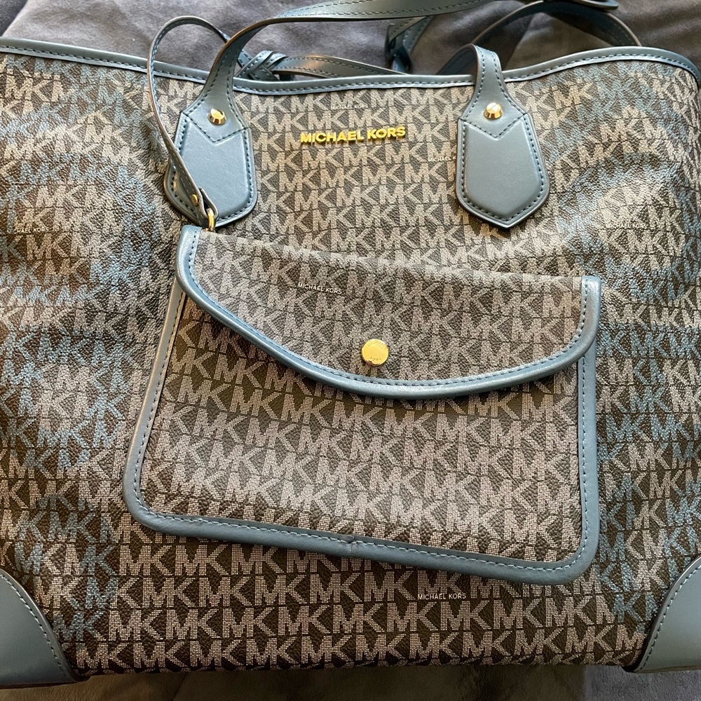 Michael Kors Large Blue Monogram Tote